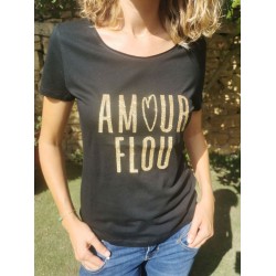 T-shirt Amour flou noir et doré